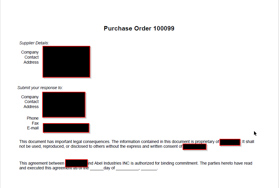 A screenshot of a purchase order
AI-generated content may be incorrect.